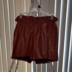 Women's Brown Leather Shorts